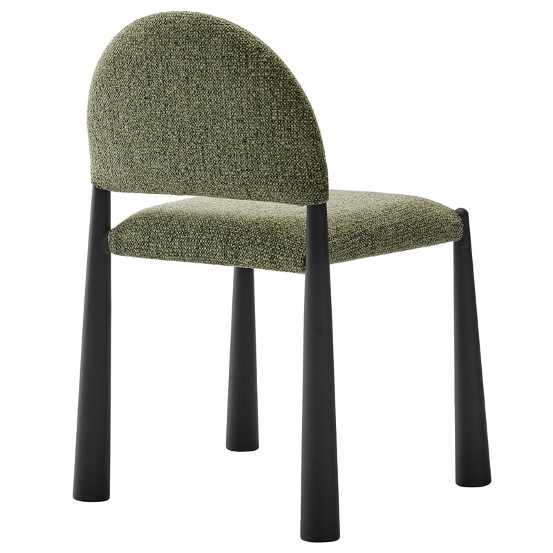 Maklaine Contemporary Arched Half-Moon Backrest Dining Side Chair in Black Leaf