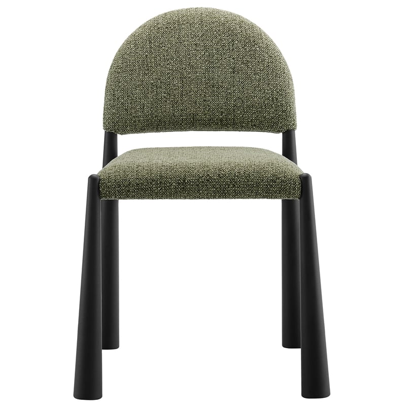 Maklaine Contemporary Arched Half-Moon Backrest Dining Side Chair in Black Leaf