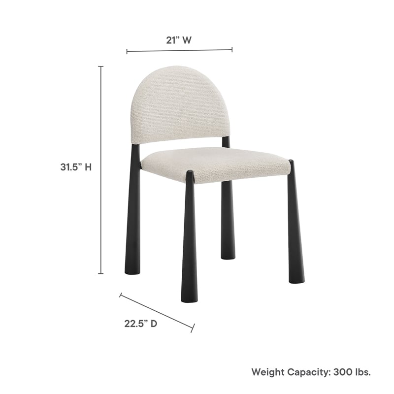 Maklaine Contemporary Arched Half-Moon Backrest Dining Side Chair in Black Cream