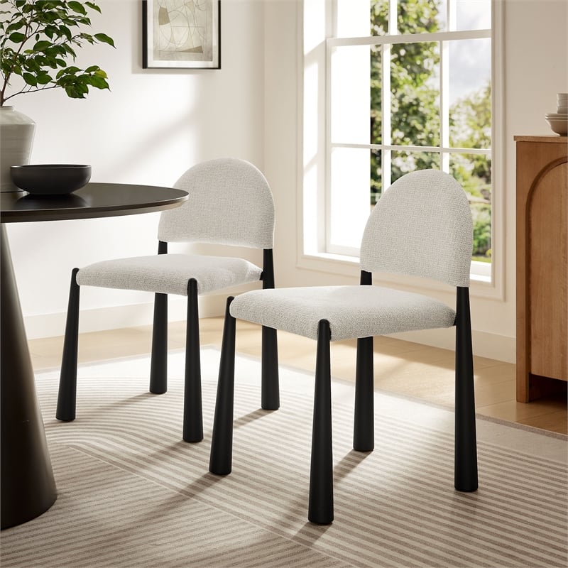 Maklaine Contemporary Arched Half-Moon Backrest Dining Side Chair in Black Cream