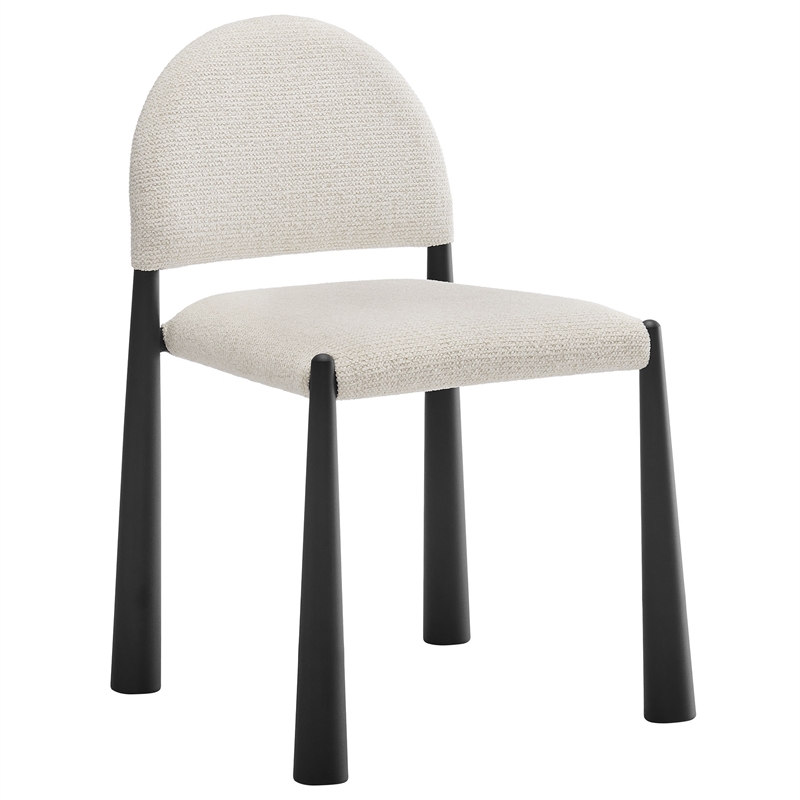 Maklaine Contemporary Arched Half-Moon Backrest Dining Side Chair in Black Cream