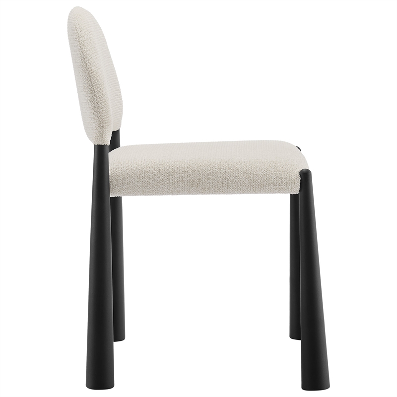 Maklaine Contemporary Arched Half-Moon Backrest Dining Side Chair in Black Cream