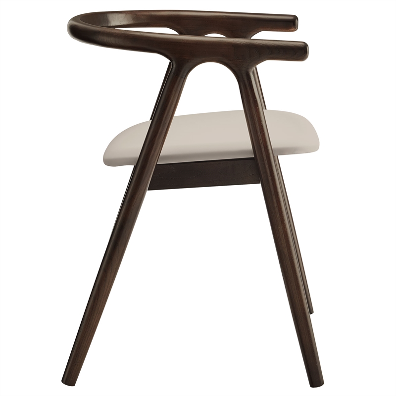 Maklaine Kiln-Dried Solid Elm Wood Frame Dining Chair in Stone