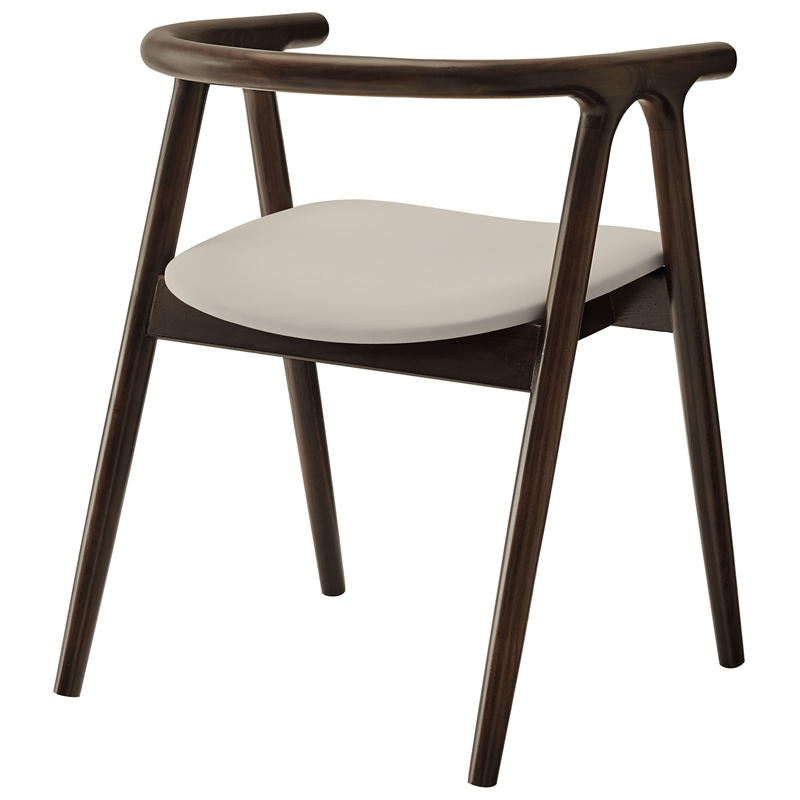 Maklaine Kiln-Dried Solid Elm Wood Frame Dining Chair in Stone
