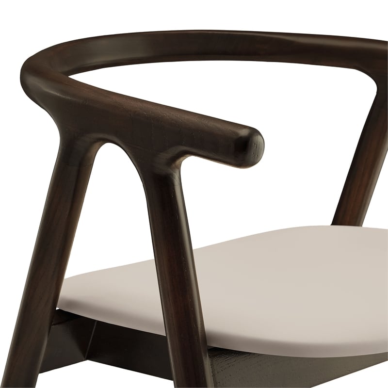 Maklaine Kiln-Dried Solid Elm Wood Frame Dining Chair in Stone