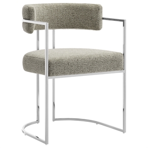 Maklaine Stainless Steel Chrome Metal Frame Dining Accent Chair in Silver Wheat