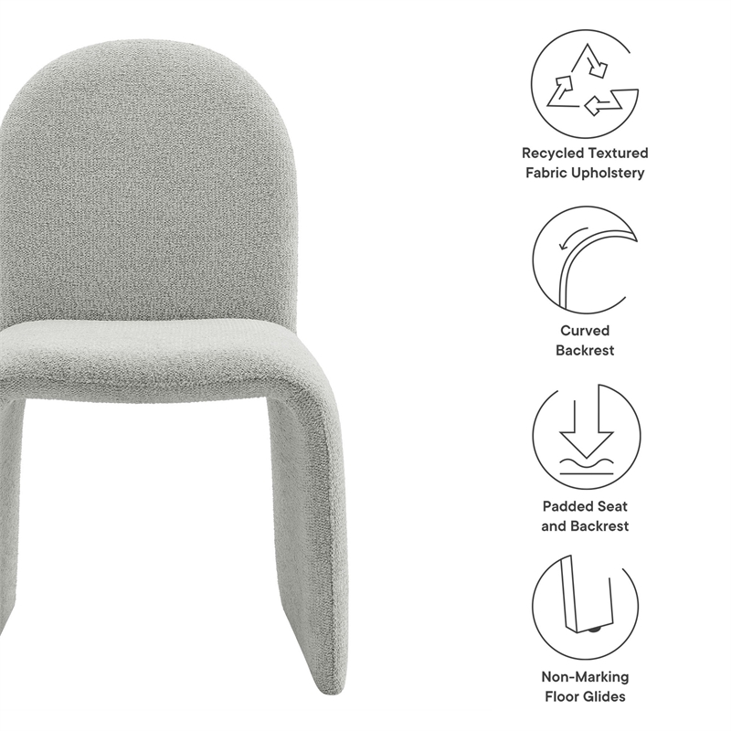 Maklaine Contemporary Arch Armless Dining Chair in Dove Gray