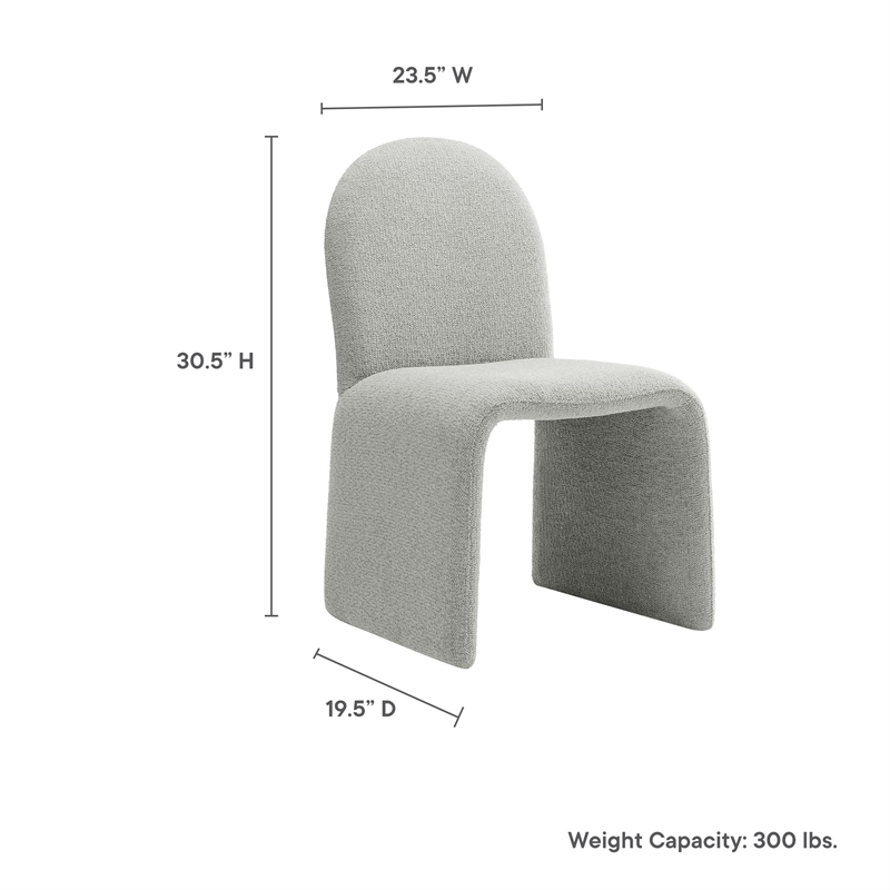 Maklaine Contemporary Arch Armless Dining Chair in Dove Gray