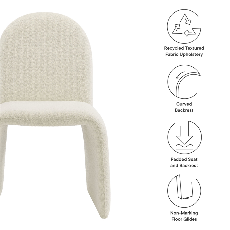 Maklaine Contemporary Fully Upholstered Arch Armless Dining Chair in Cream