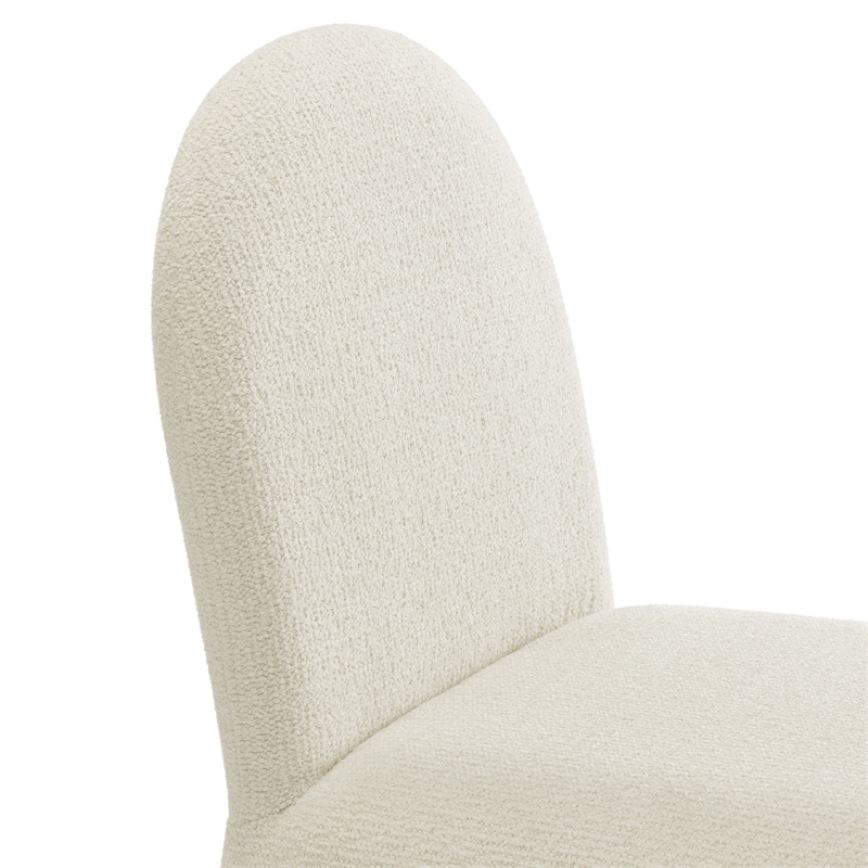 Maklaine Contemporary Fully Upholstered Arch Armless Dining Chair in Cream