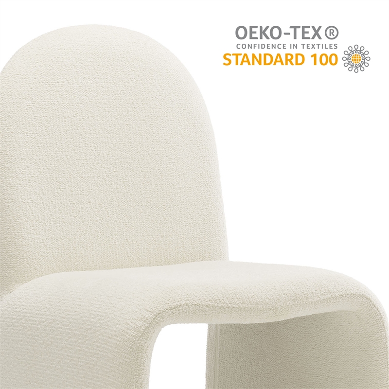 Maklaine Contemporary Fully Upholstered Arch Armless Dining Chair in Cream