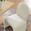 Maklaine Contemporary Fully Upholstered Arch Armless Dining Chair in Cream