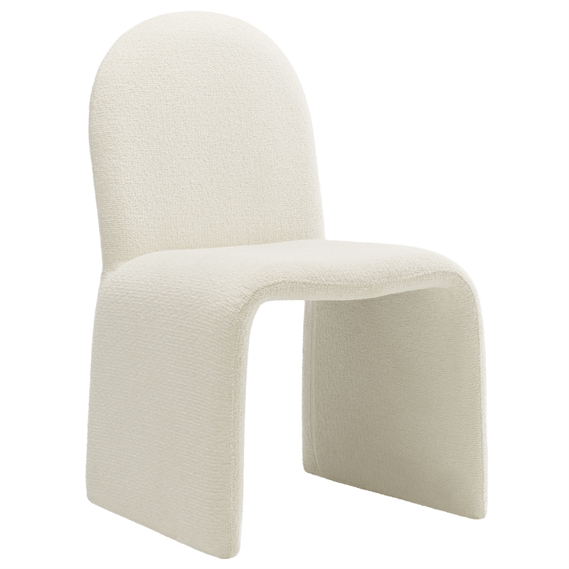 Maklaine Contemporary Fully Upholstered Arch Armless Dining Chair in Cream