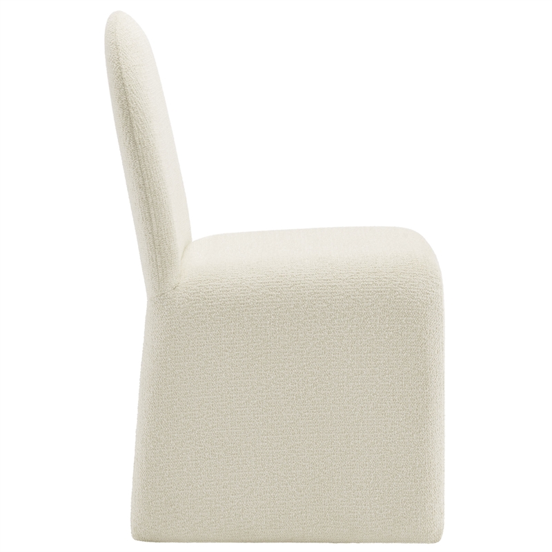 Maklaine Contemporary Fully Upholstered Arch Armless Dining Chair in Cream