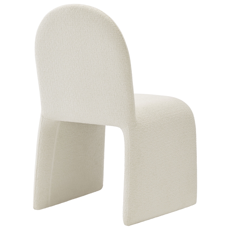 Maklaine Contemporary Fully Upholstered Arch Armless Dining Chair in Cream