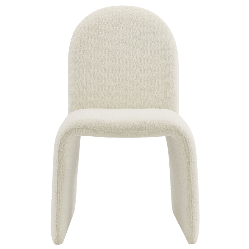 Maklaine Contemporary Fully Upholstered Arch Armless Dining Chair in Cream