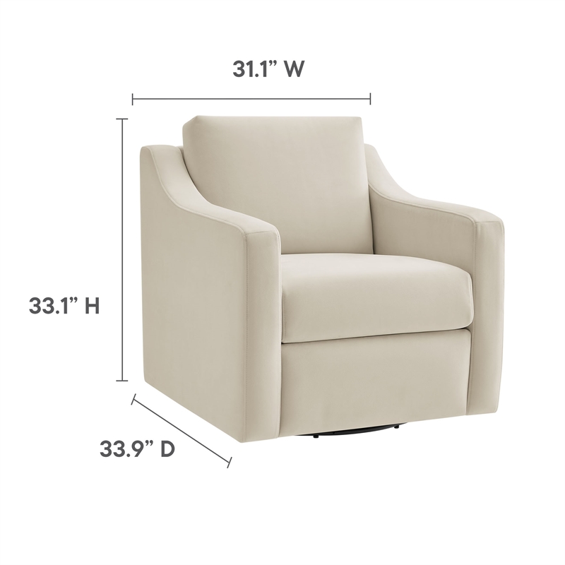 Maklaine Contemporary Performance Velvet Armchair in Alabaster White