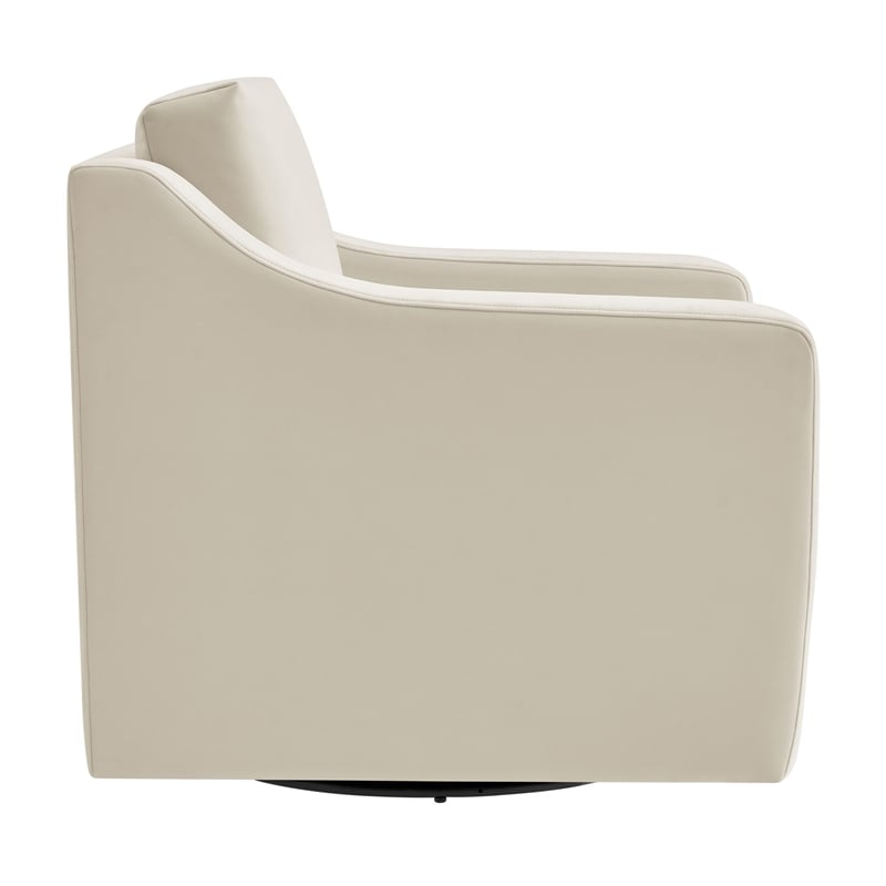 Maklaine Contemporary Performance Velvet Armchair in Alabaster White