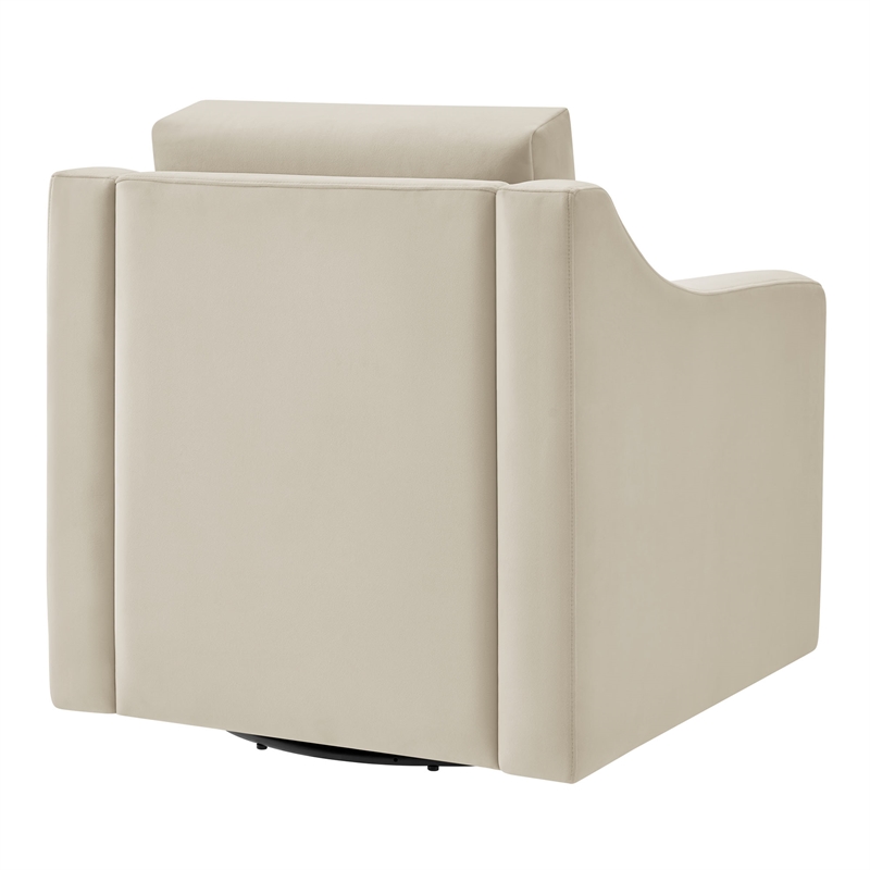 Maklaine Contemporary Performance Velvet Armchair in Alabaster White