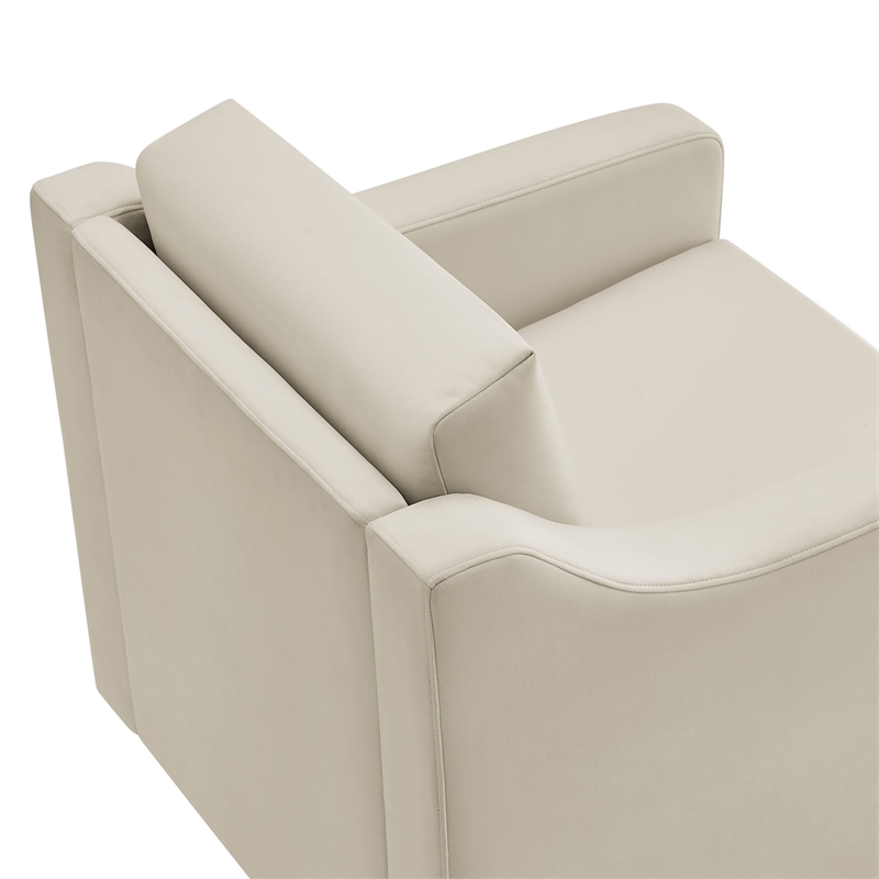 Maklaine Contemporary Performance Velvet Armchair in Alabaster White