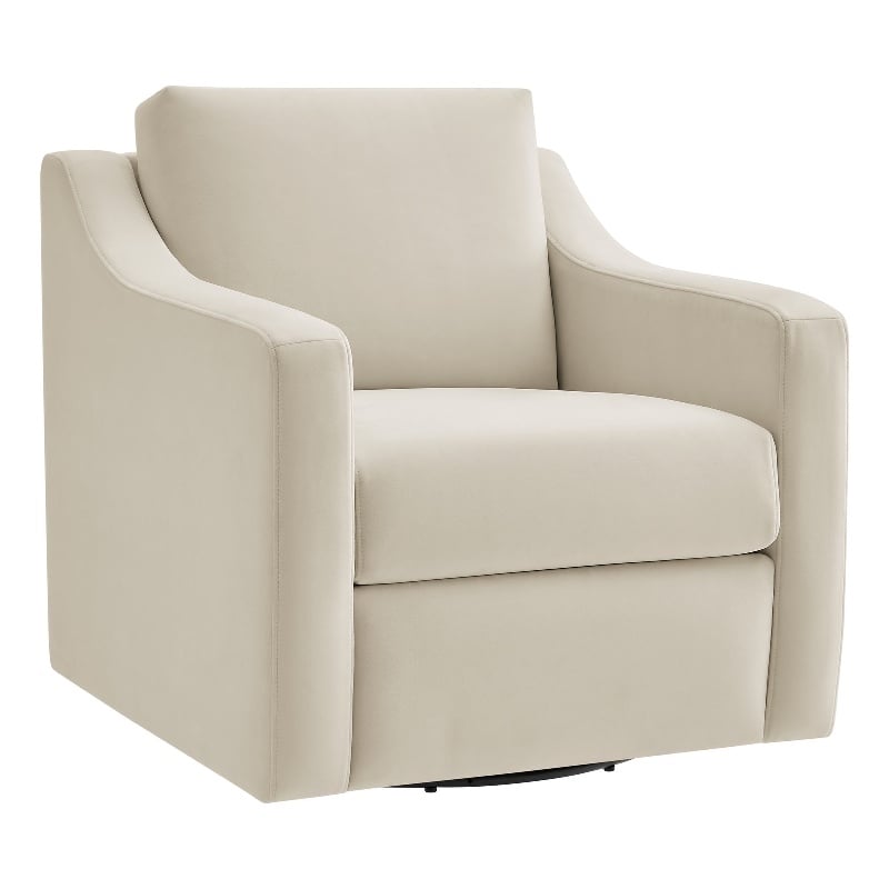 Maklaine Contemporary Performance Velvet Armchair in Alabaster White