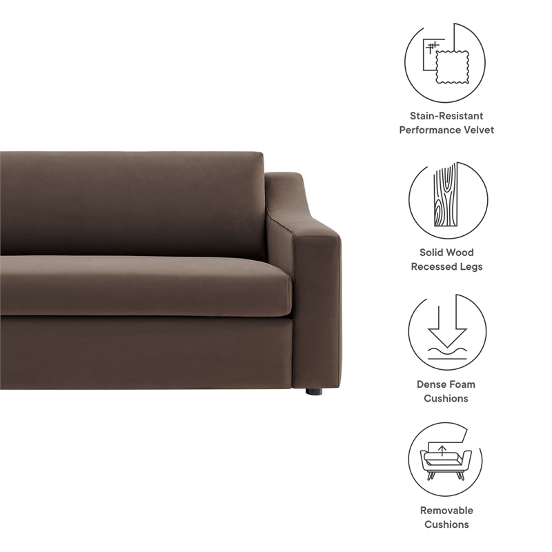 Maklaine Contemporary Dense Foam Padding Sofa in Chocolate Brown