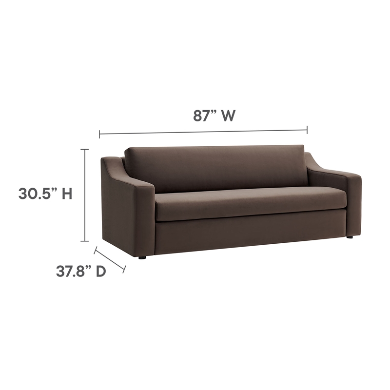 Maklaine Contemporary Dense Foam Padding Sofa in Chocolate Brown