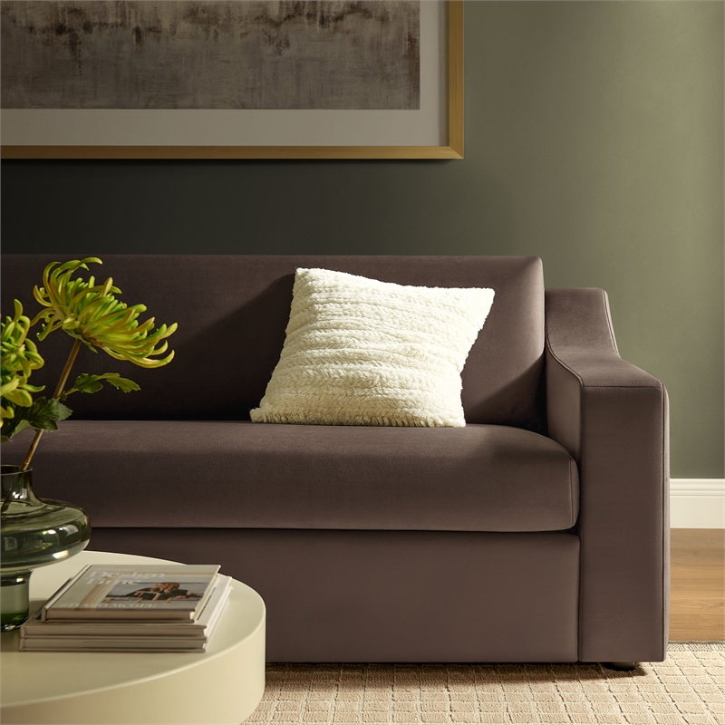 Maklaine Contemporary Dense Foam Padding Sofa in Chocolate Brown