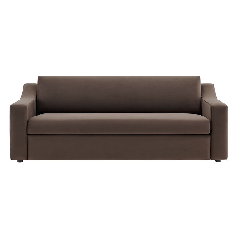 Maklaine Contemporary Dense Foam Padding Sofa in Chocolate Brown