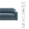Maklaine Modern / Contemporary Dense Foam Padding Sofa in Cadet Blue