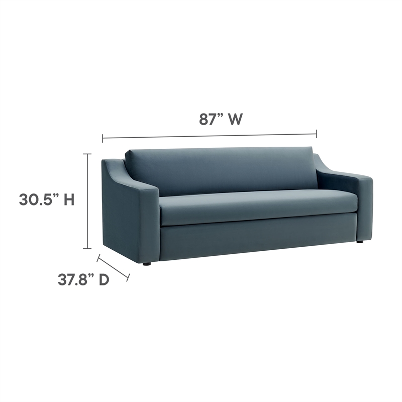 Maklaine Modern / Contemporary Dense Foam Padding Sofa in Cadet Blue