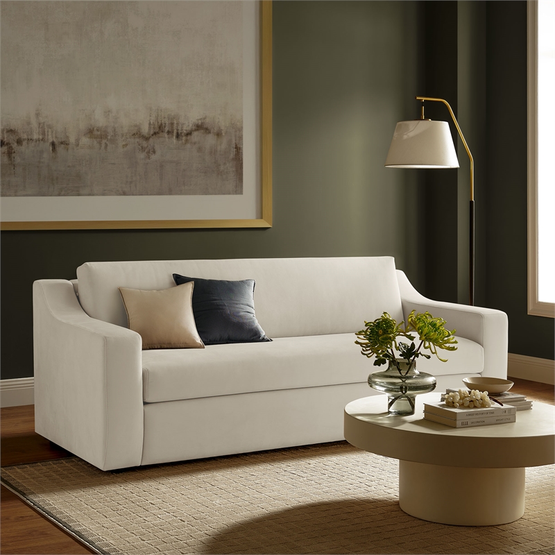 Maklaine Contemporary Dense Foam Padding Sofa in Alabaster White