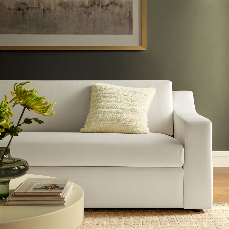 Maklaine Contemporary Dense Foam Padding Sofa in Alabaster White
