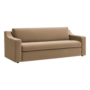 Maklaine Contemporary Dense Foam Padding Performance Velvet Sofa in Taupe