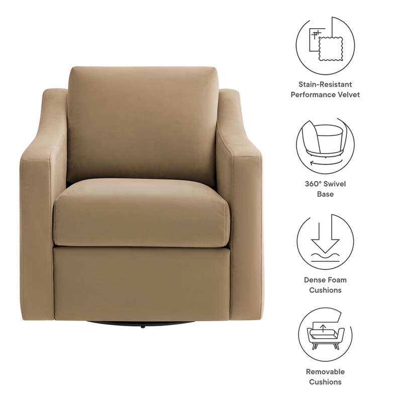 Maklaine Modern / Contemporary Performance Velvet Armchair in Taupe