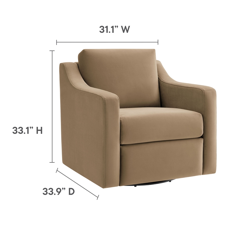 Maklaine Modern / Contemporary Performance Velvet Armchair in Taupe