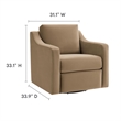Maklaine Modern / Contemporary Performance Velvet Armchair in Taupe