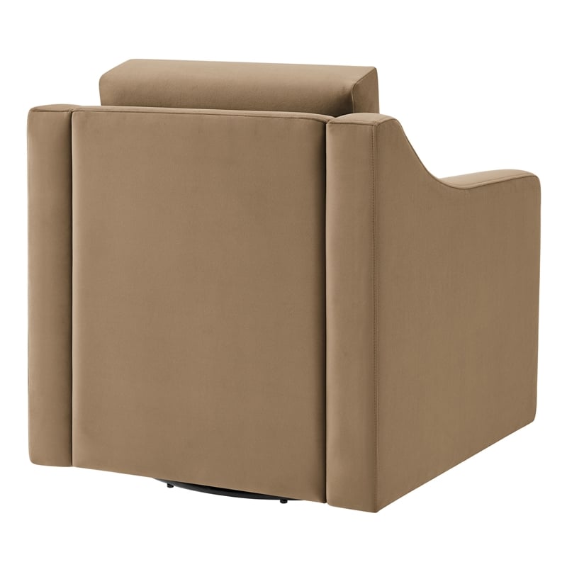 Maklaine Modern / Contemporary Performance Velvet Armchair in Taupe