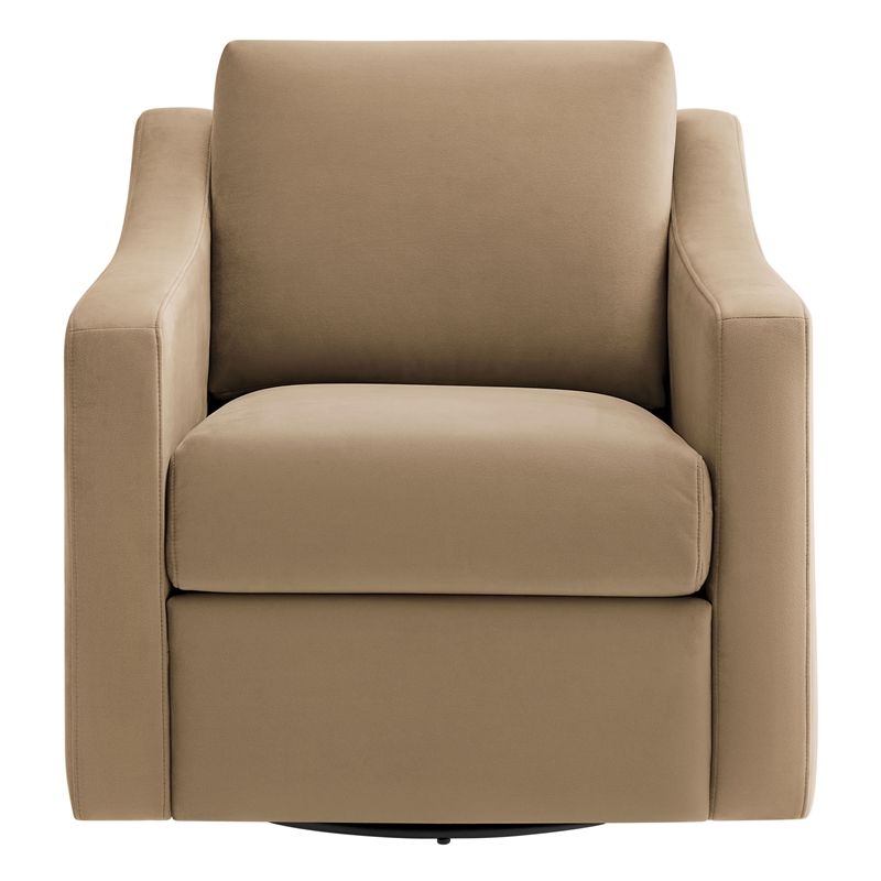 Maklaine Modern / Contemporary Performance Velvet Armchair in Taupe