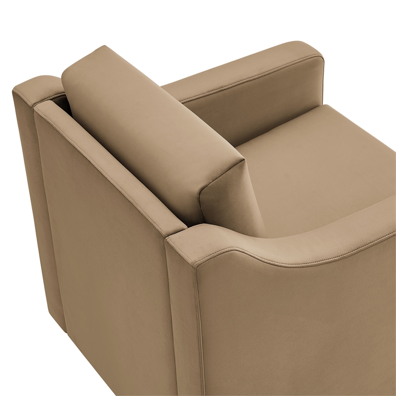 Maklaine Modern / Contemporary Performance Velvet Armchair in Taupe
