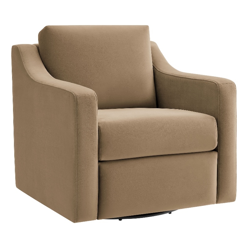 Maklaine Modern / Contemporary Performance Velvet Armchair in Taupe