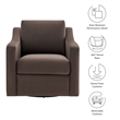 Maklaine Contemporary Performance Velvet Armchair in Chocolate