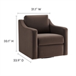 Maklaine Contemporary Performance Velvet Armchair in Chocolate