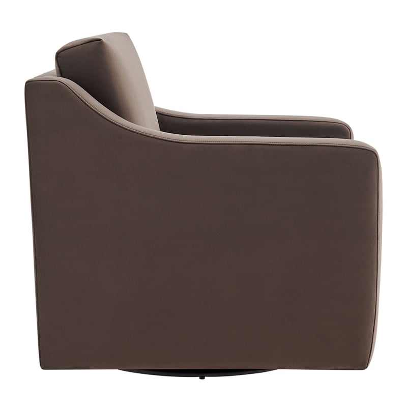 Maklaine Contemporary Performance Velvet Armchair in Chocolate