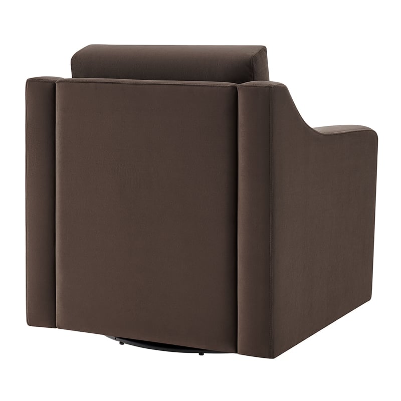 Maklaine Contemporary Performance Velvet Armchair in Chocolate