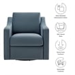 Maklaine Contemporary Performance Velvet Armchair in Cadet Blue
