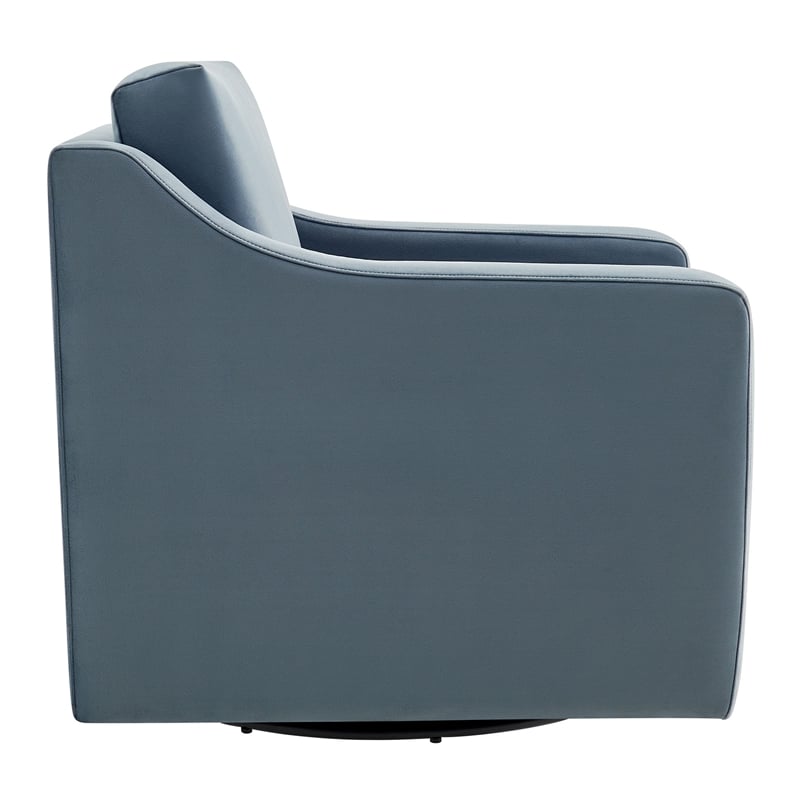 Maklaine Contemporary Performance Velvet Armchair in Cadet Blue