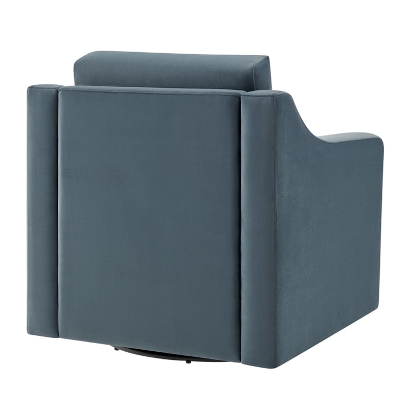 Maklaine Contemporary Performance Velvet Armchair in Cadet Blue