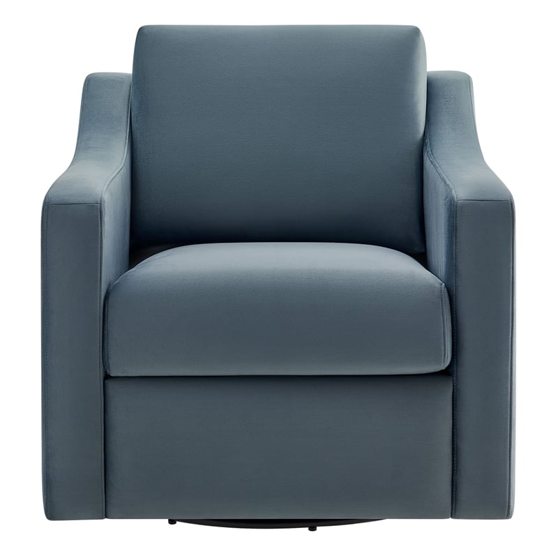 Maklaine Contemporary Performance Velvet Armchair in Cadet Blue