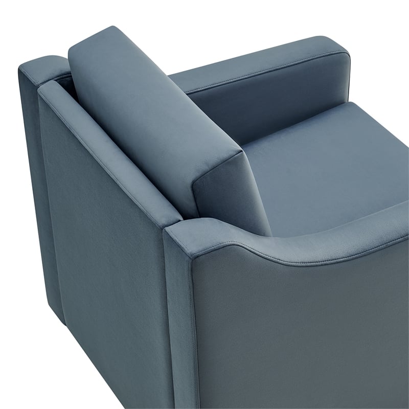 Maklaine Contemporary Performance Velvet Armchair in Cadet Blue